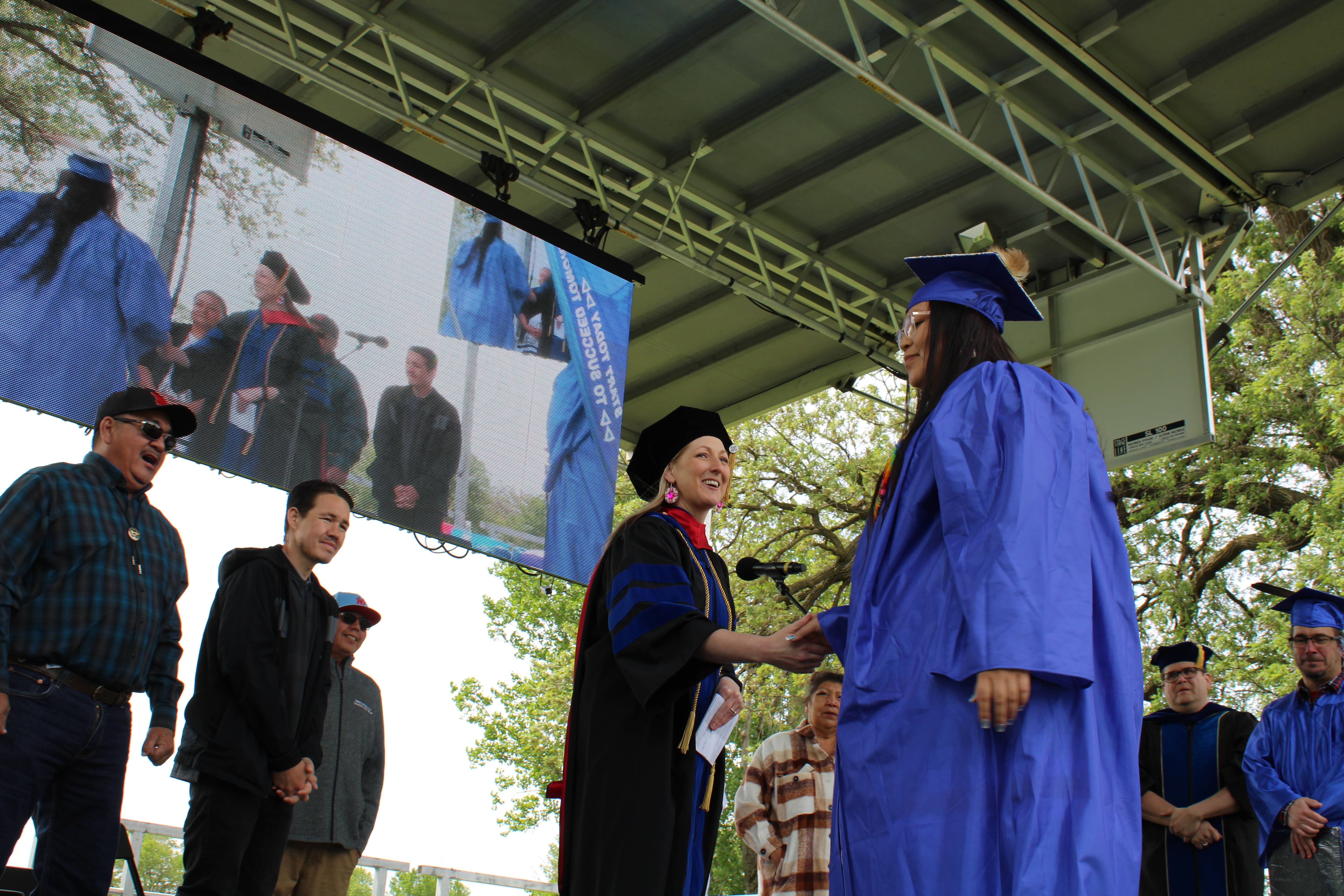 walking across stage