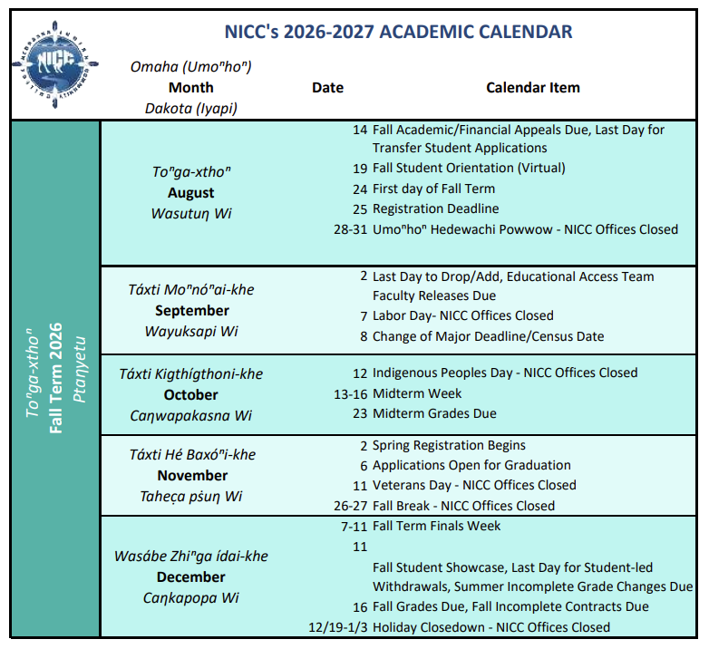 Fall 2026 Academic Calendar