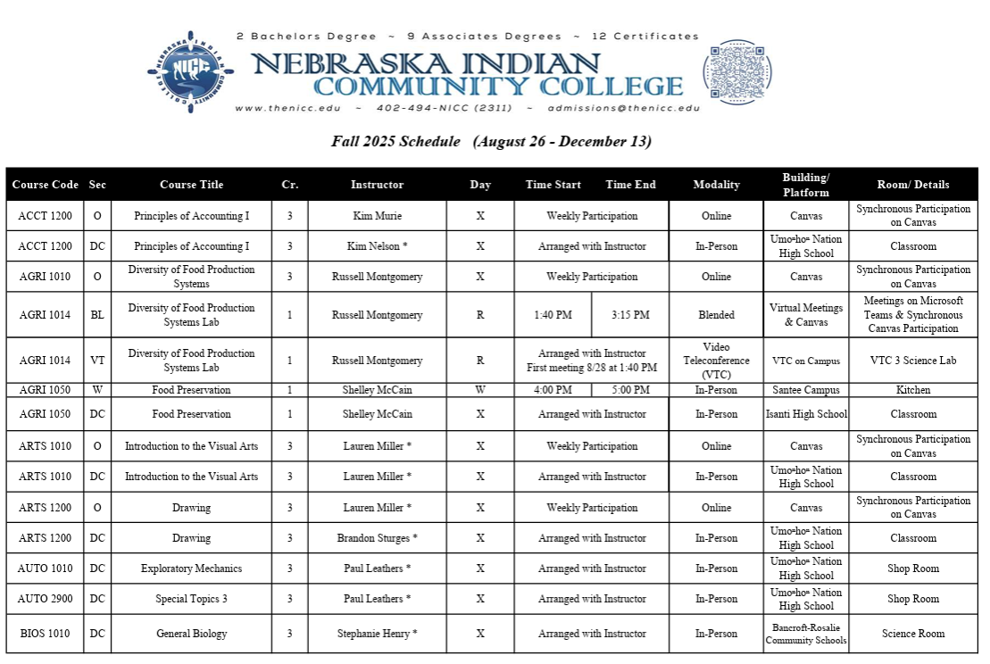Fall 2025 Course Schedule Preview